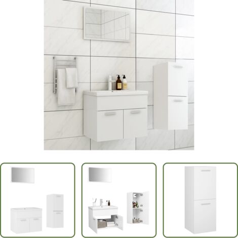 Baño moderno -  Juego de muebles de baño madera de ingeniería blanco