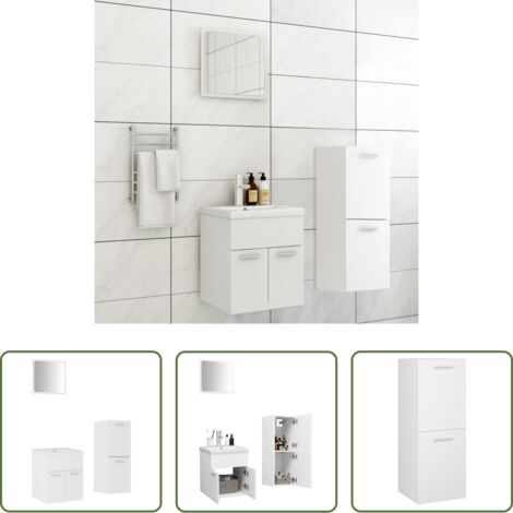 Baño moderno -  Juego de muebles de baño madera de ingeniería blanco