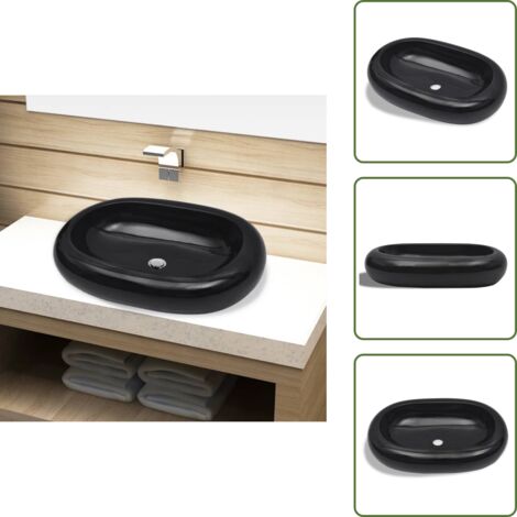 Baño moderno - Lavabo de cerámica negro ovalado - Diseño elegante