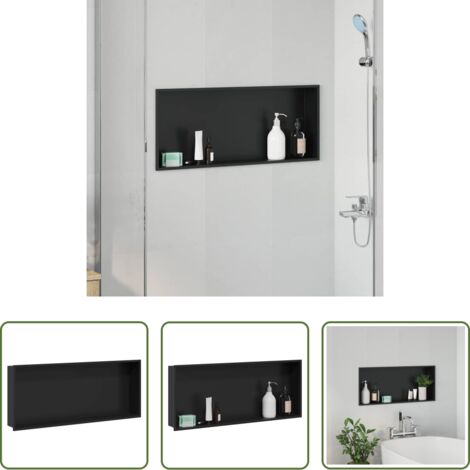 Baño moderno -  Nichos de Ducha Negro 75 x 30 x 9,5 cm Acero inoxidable