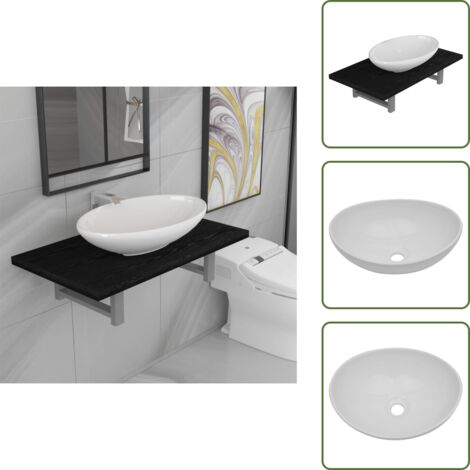 Baño moderno - vidaXL Conjunto de muebles de baño 2 piezas cerámica negro - Baño elegante