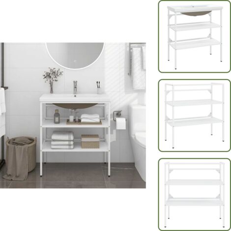 Baño moderno - vidaXL Estructura de baño con lavabo incorporado hierro blanco - Lavabo de cerámica
