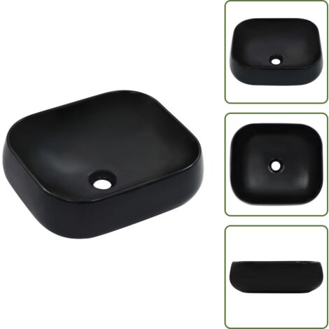 Baño moderno - vidaXL Lavabo 44,5x39,5x14,5 cm cerámica negro - Lavabo de cerámica