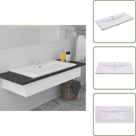Baño moderno - vidaXL Lavabo encastrado de cerámica blanco 91x39,5x18,5 cm - Decoración de baño