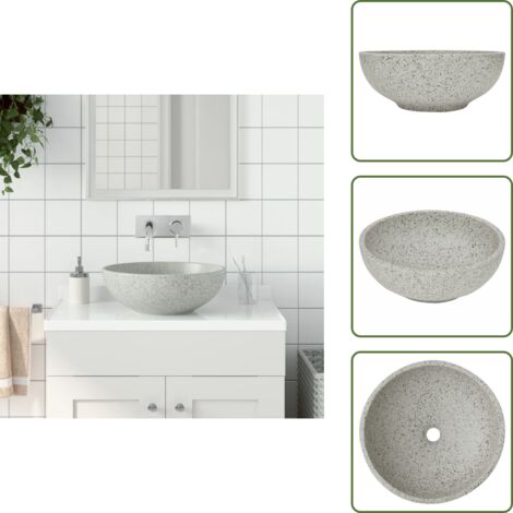 Baño moderno - vidaXL Lavabo sobre encimera redondo cerámica gris Φ41x14 cm - Lavabo redondo