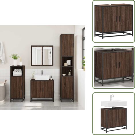 Baño retro - vidaXL Mueble de lavabo madera de ingeniería roble marrón 65x33x60 cm - Mueble de baño marrón