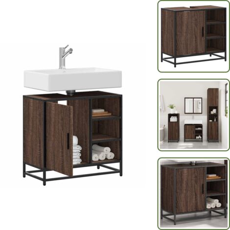 Baño retro - vidaXL Mueble de lavabo madera de ingeniería roble marrón 65x33x60 cm - Mueble de baño marrón