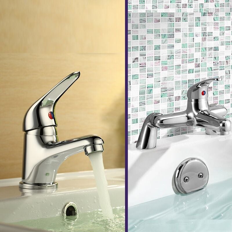 Dame Bathroom Basin Mono Mixer Tap & Bath Filler Tap Chrome