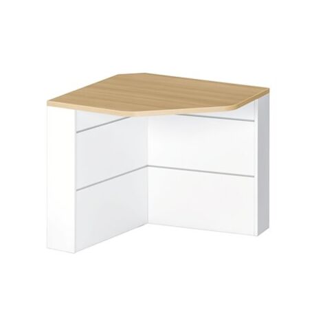 Banque d'accueil d'angle pour personne à mobilité réduite L 83 x H 74 cm – Panneau mélaminé 25 mm – Chêne clair – Confort utilisateur – Gautier