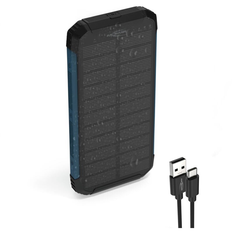 Ansmann - Banque d'énergie solaire 10000mAh, en plein air avec lampe de poche