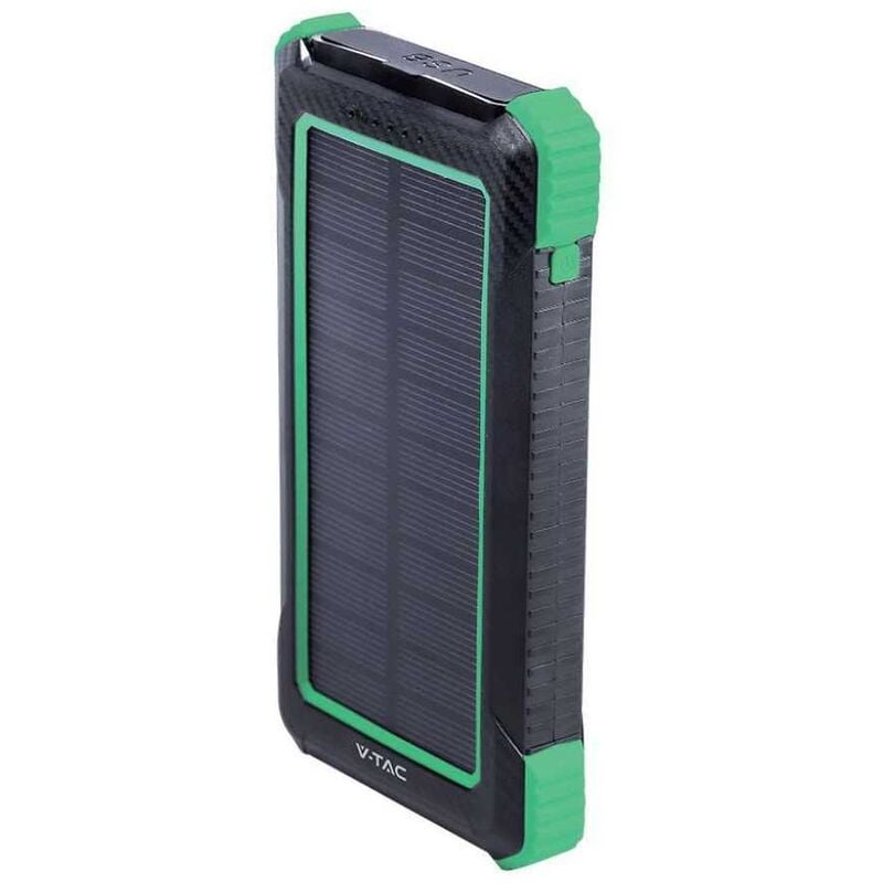 V-tac - VT-11111 Power Bank avec panneau photovoltaïque chargeur portable 10.000mah avec charge sans fil 3 sorties usb 2A blanc - sku 7835
