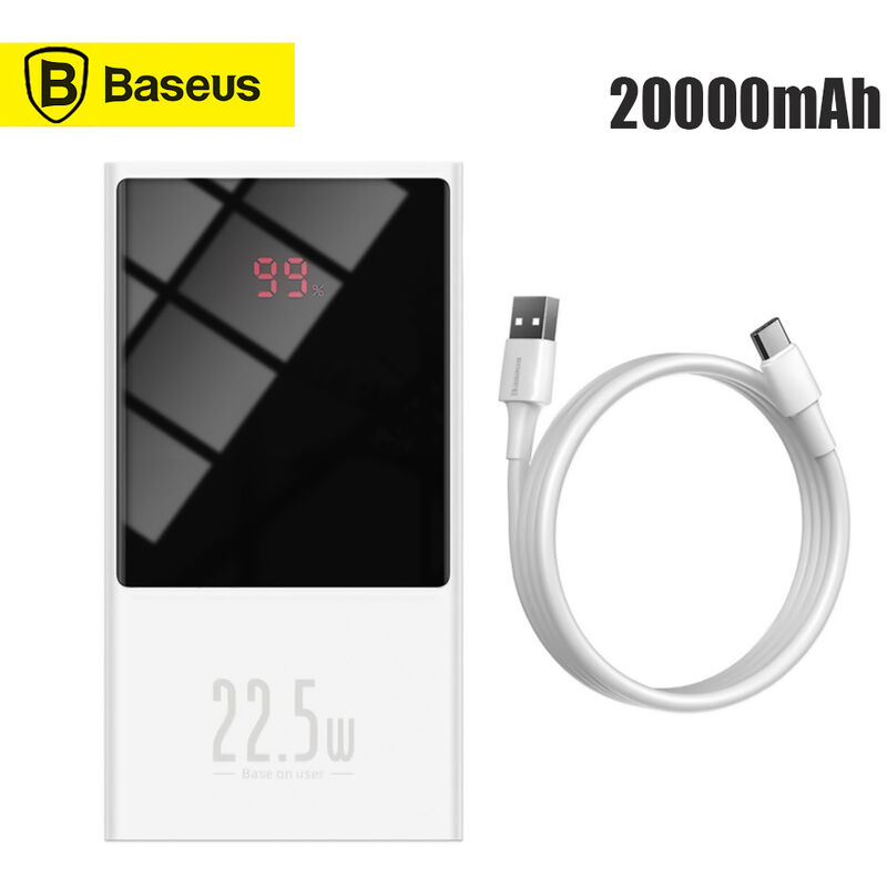 Baseus - Banque Power Bank Usb C Pd De Charge Rapide Powerbank Powerbank Powerbank Portable Chargeur De Batterie Externe Avec Ecran Dual Port