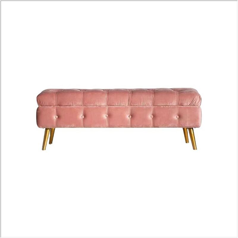 

Burkinahomedecor - Banqueta auxiliar modelo CHIARA con baul almacenaje, capitone rosa Burkina
