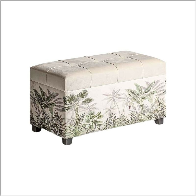 

Burkinahomedecor - Banqueta con baul modelo MALDIVAS en terciopelo estampado Burkina