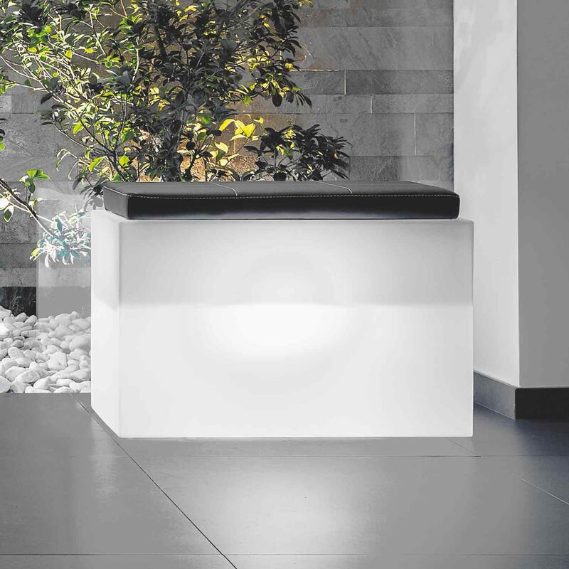 

Banqueta con Led rectangular de resina mod. Roomy 80x35 cm luz blanca