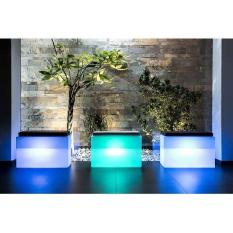 Banqueta con Led rectangular de resina mod. Roomy 80x35 cm luz blanca