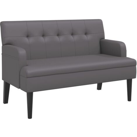 Banqueta con respaldo y reposabrazos acolchados 112 x 65,5 x 75 cm en PVC gris DEC024644