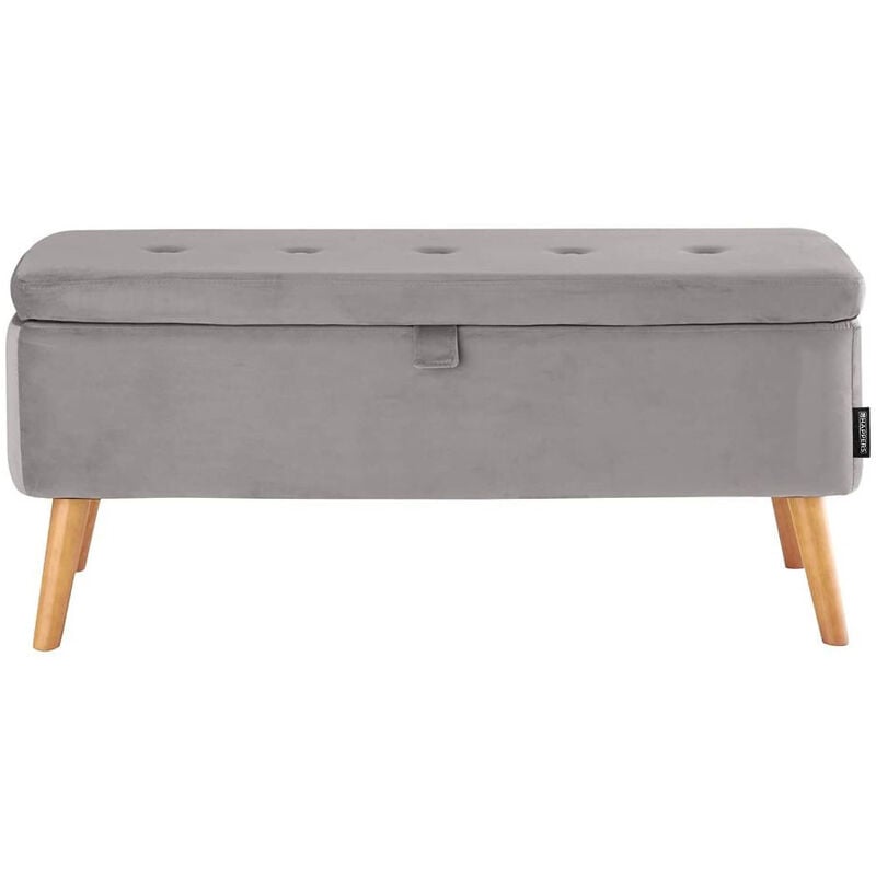 Banc rangement velours gris Unique Gris