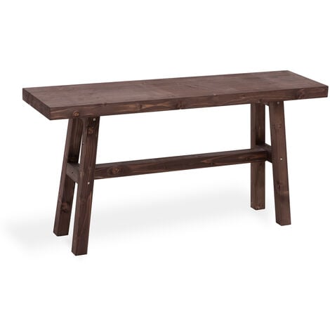 Banqueta de madera maciza en tono nogal de 100x50cm
