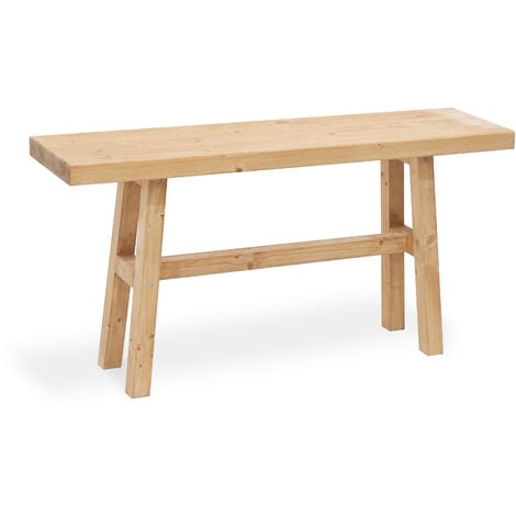 Banqueta de madera maciza en tono roble medio de 100x50cm