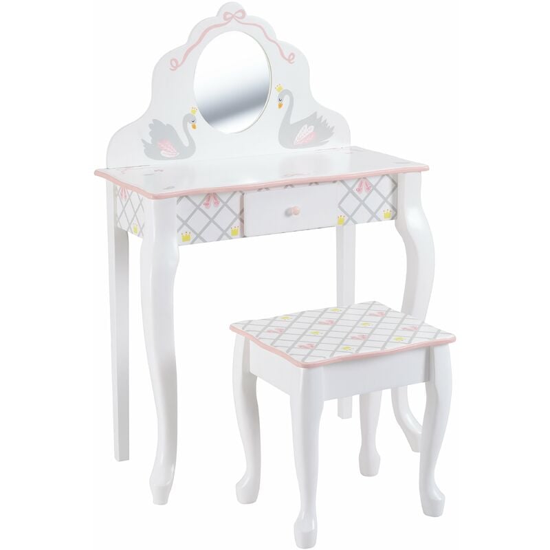 

Banqueta de madera para tocador infantil Swan Lake de Fantasy Fields TD-12890A