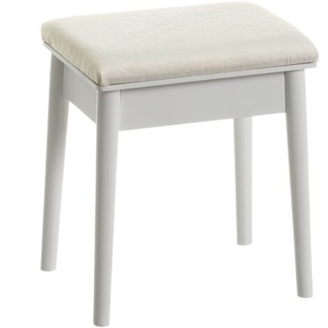 Banqueta de tocador de Madera de paulonia Vintage Blanca de 45x28x38 cm -