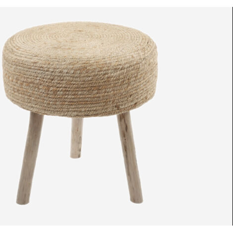 BANQUETA DE YUTE Y MADERA 3 PATAS Ø45X45CM