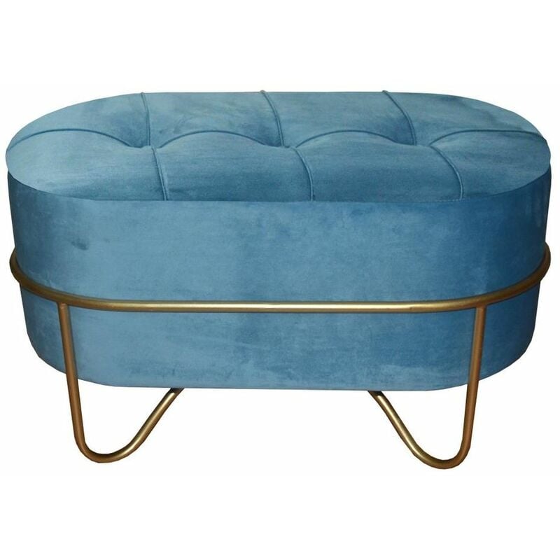 

Banqueta DKD Home Decor Azul Poliéster Espuma Metal Dorado Madera MDF (72 x 39 x 41 cm)