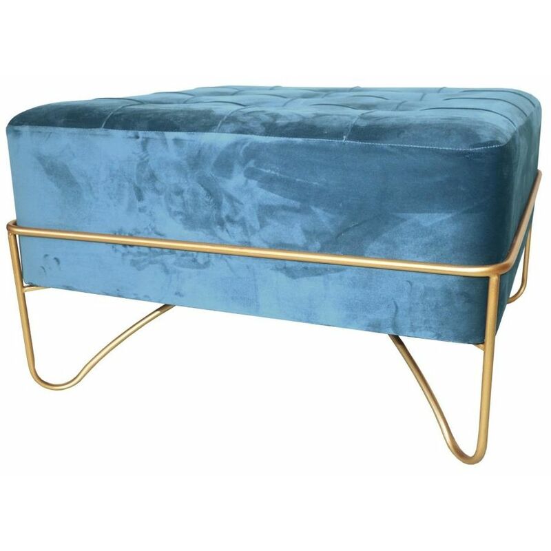 

Banqueta DKD Home Decor Azul Poliéster Espuma Metal Dorado Madera MDF (80 x 80 x 47 cm)