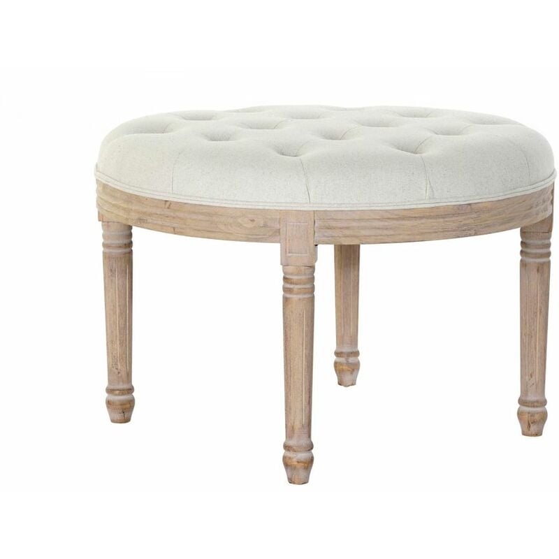 

Banqueta DKD Home Decor Beige Lino Madera de caucho (70 x 70 x 47 cm)