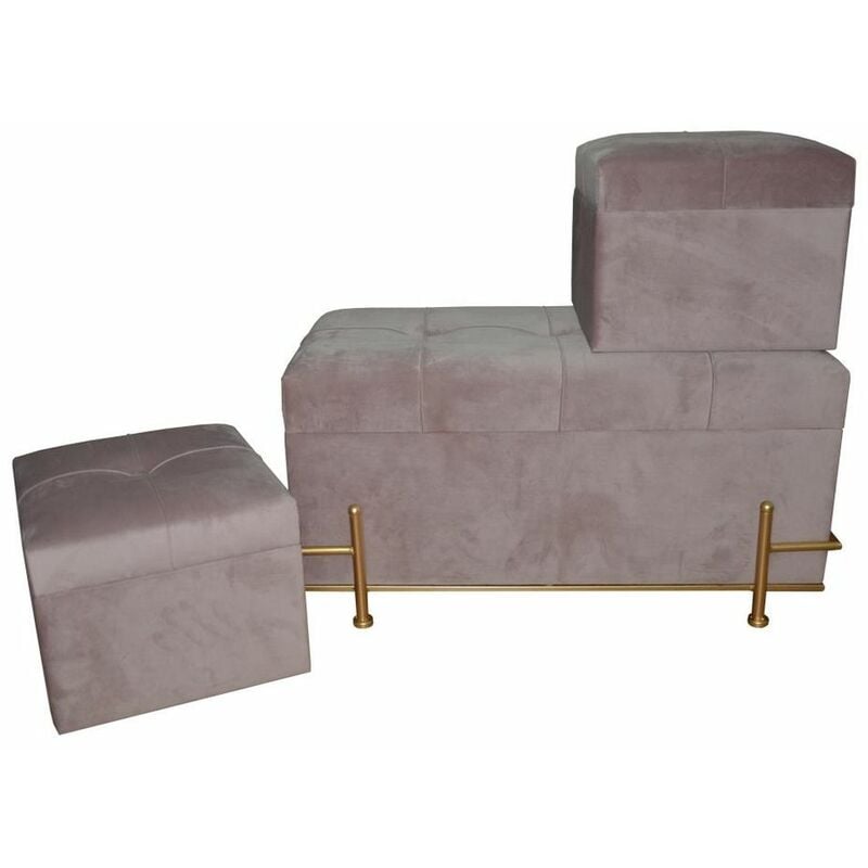 

Banqueta DKD Home Decor Rosa Poliéster Espuma Metal Madera MDF (3 pcs) (80 x 40 x 42 cm)