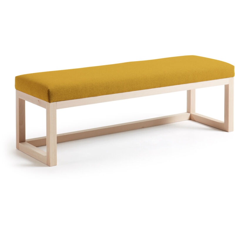 

Banco Loya mostaza 128 cm tapizado con estructura de madera maciza de haya - Kave Home