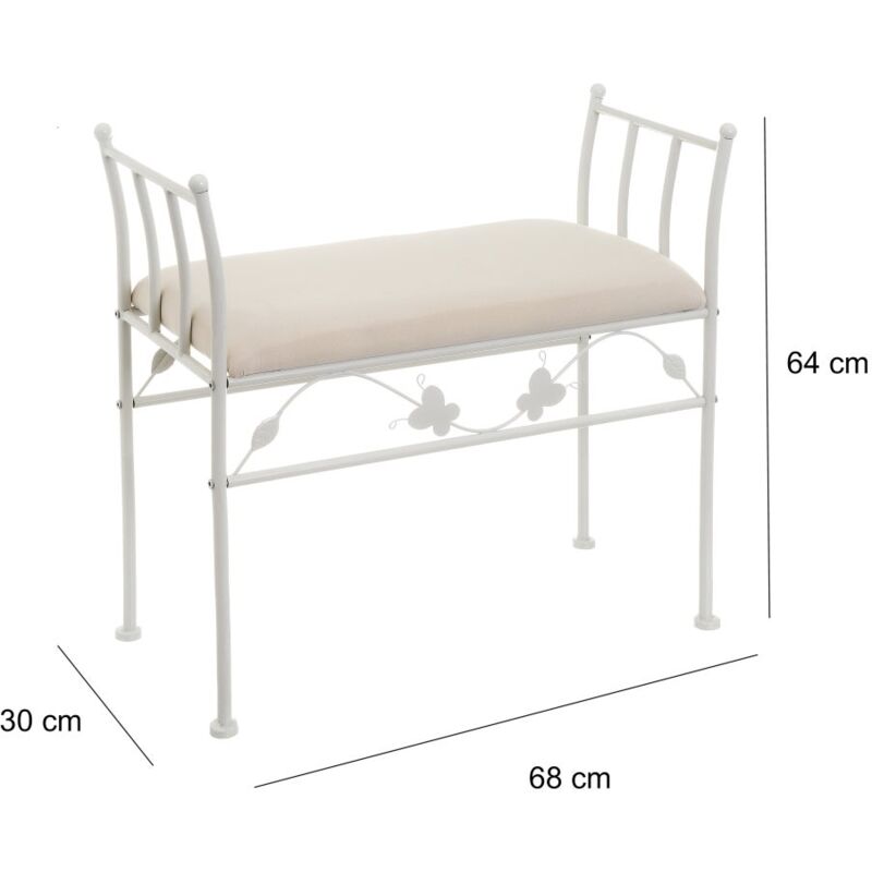 

Banqueta pie de cama de metal blanca de 64x68x30 cm