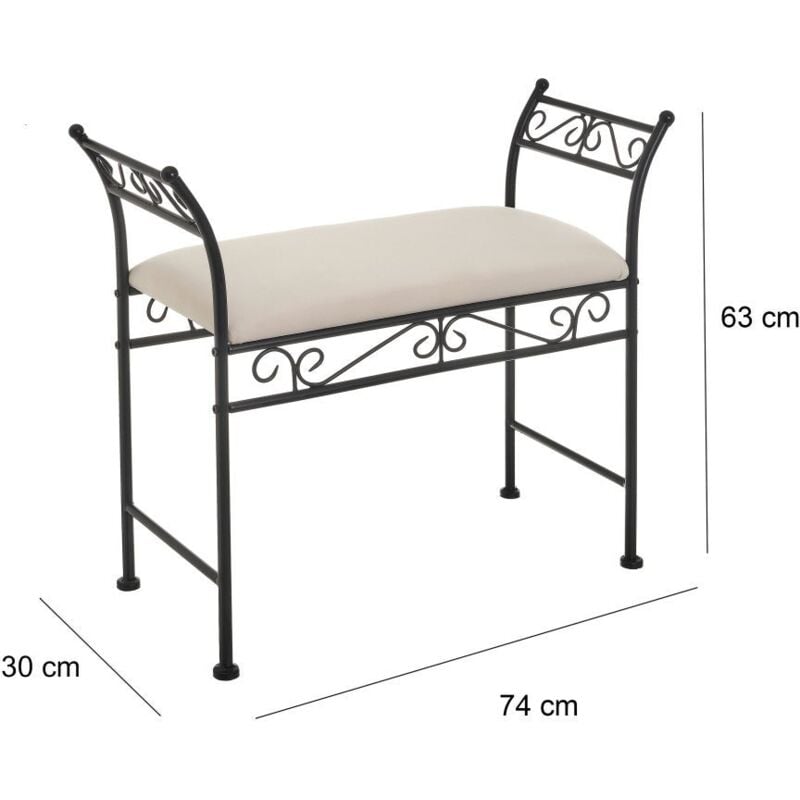 

Banqueta pie de cama de metal negra de 63x74x30 cm