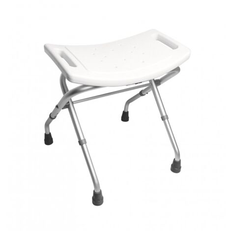 Banqueta regulable y plegable para baño aluminio anodizado/blanco con asas