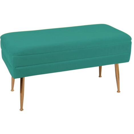 Banquette 2 places tissu vert pieds dorés TIM