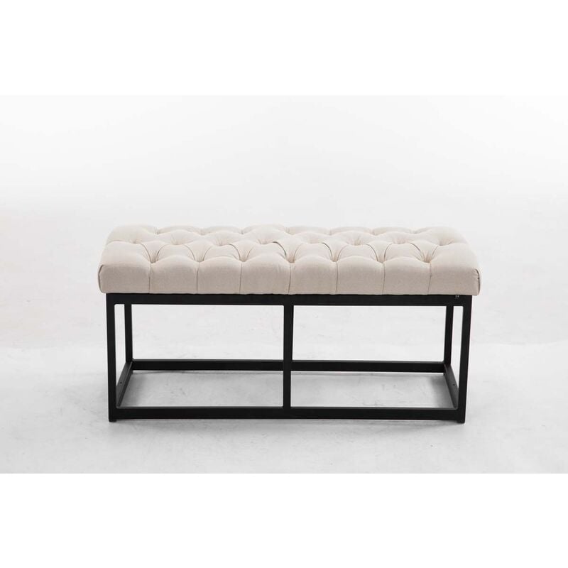Banc avec cadre en métal noir et siège de 100 cm en différentes couleurs tissu colore : Crème