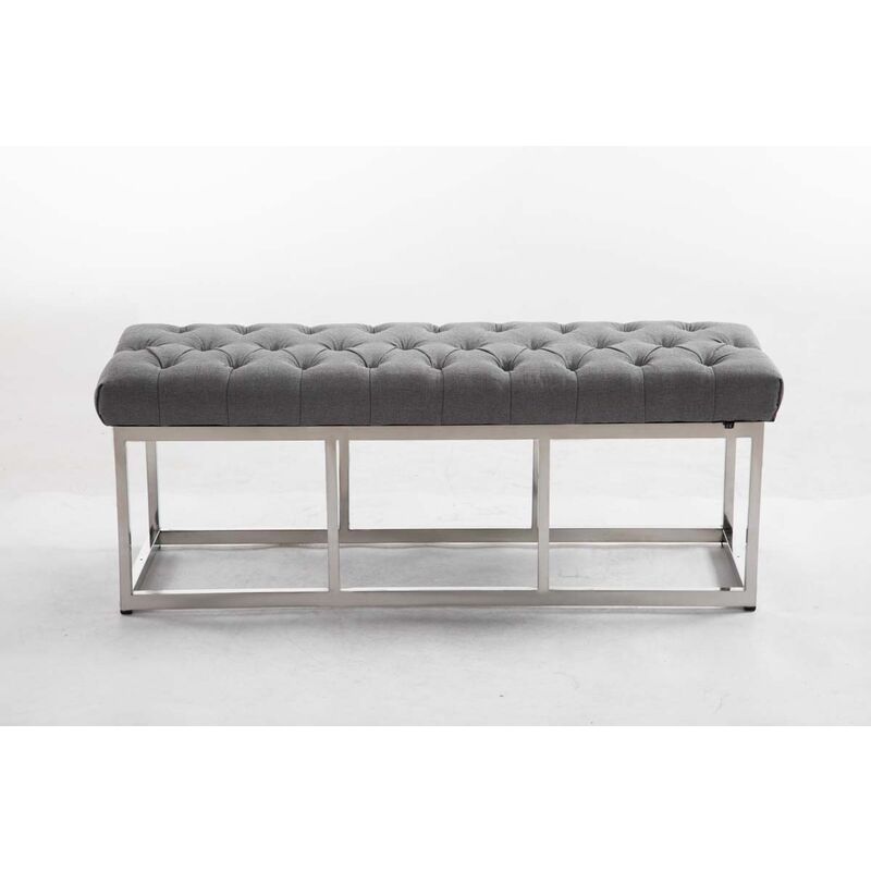 Banc avec structure et session en acier de 120 cm en tissu matelassé dans différentes couleurs colore : Gris