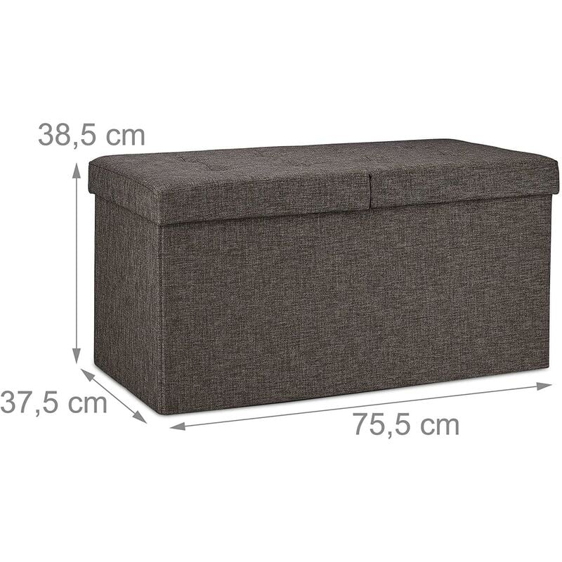 Banquette avec espace de rangement pliable rembourré couvercle rabattable marron