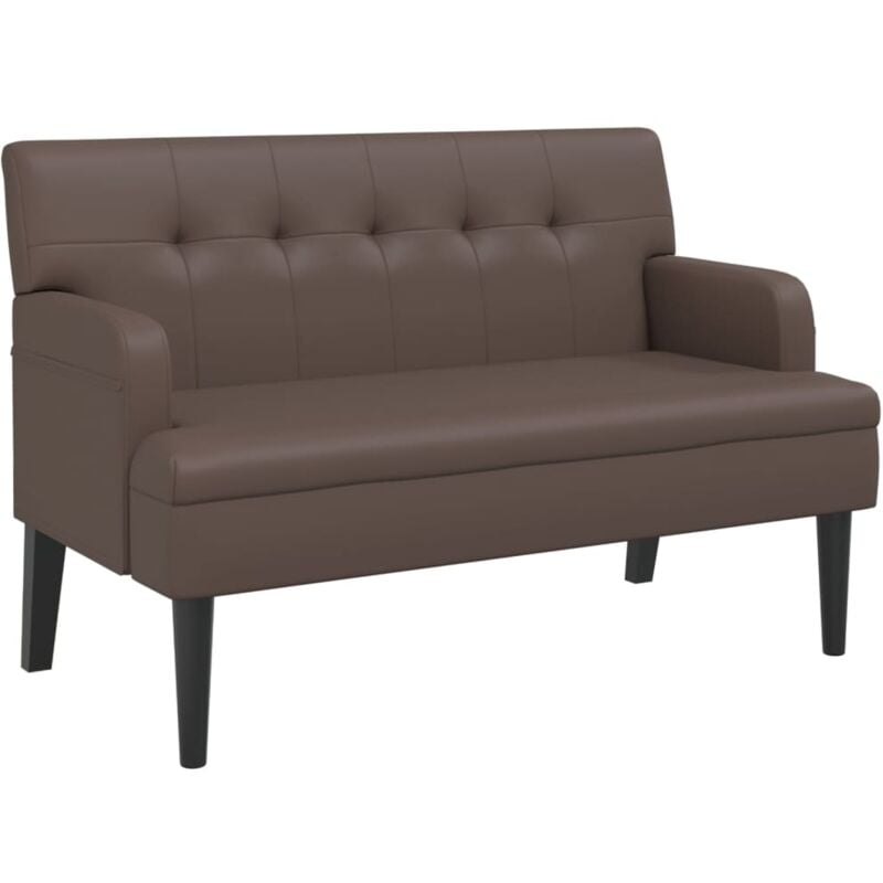 Banquette banc avec dossier capitonné 112 x 65,5 x 75 cm pvc marron DEC024650