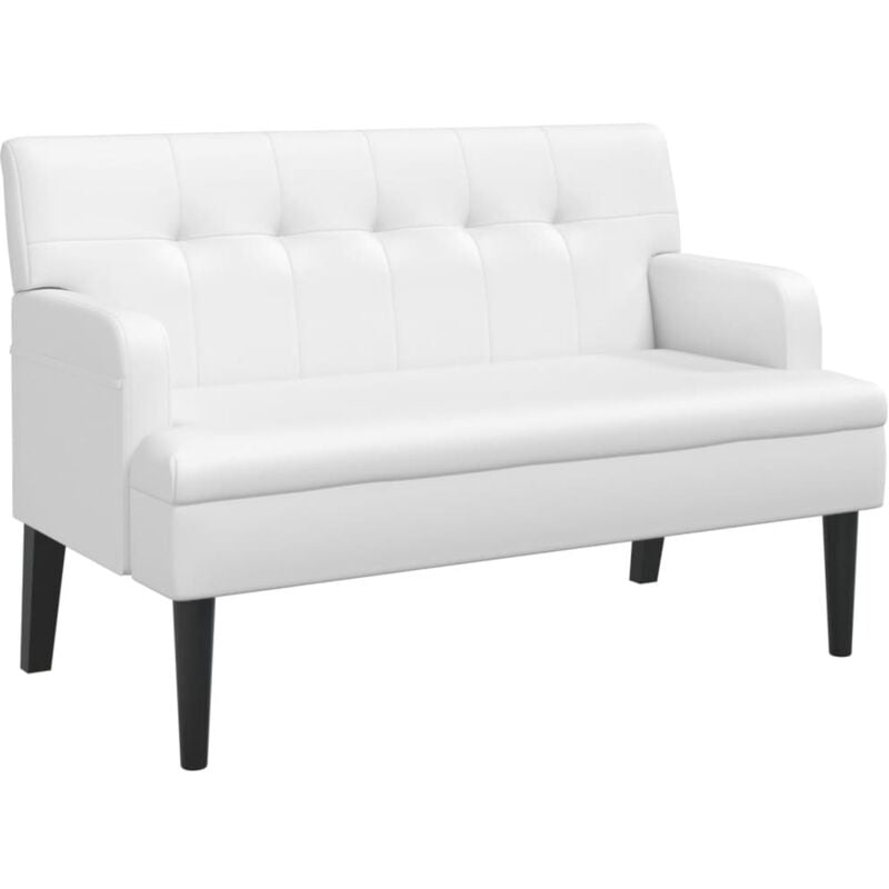 Banquette banc avec dossier capitonné et accoudoirs 112 x 65,5 x 75 cm en pvc blanc DEC024638