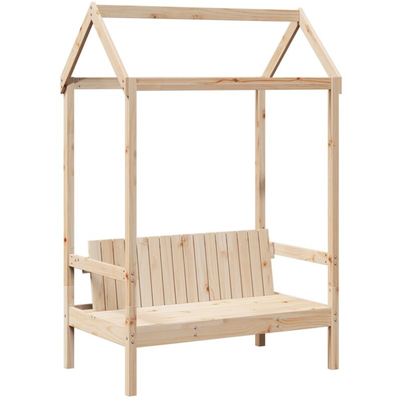Décoshop26 - Banquette banc avec toit 117,5 x 70 x 176,5 cm en bois de pin massif brun DEC024663
