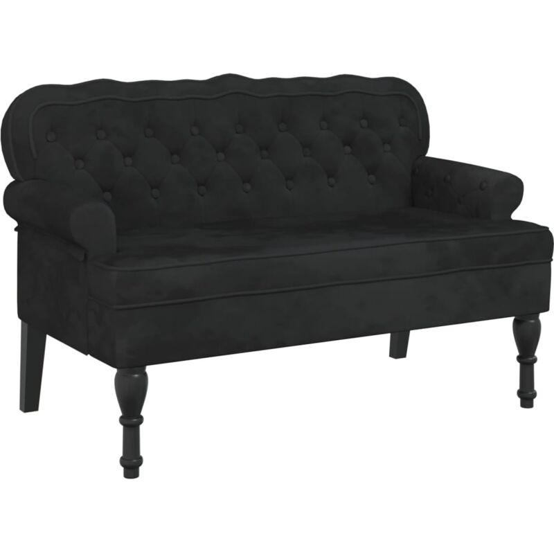 Banquette banc canapé avec dossier capitonné 119,5 x 64,5 x 75 cm en velours noir DEC024656
