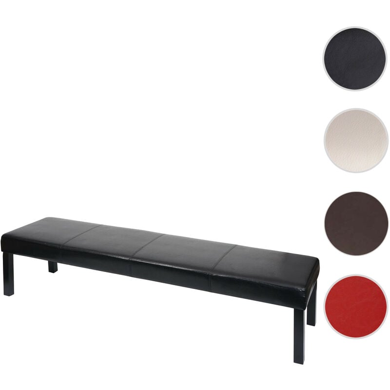 Banquette Banc M37 similicuir - 180x43x49 cm rouge brillant - pieds foncés