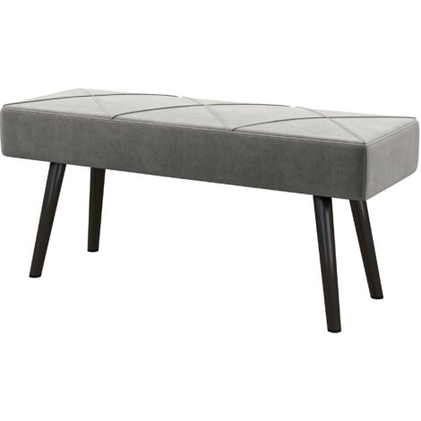 Banquette capitonnée classique bois naturel et polyester gris