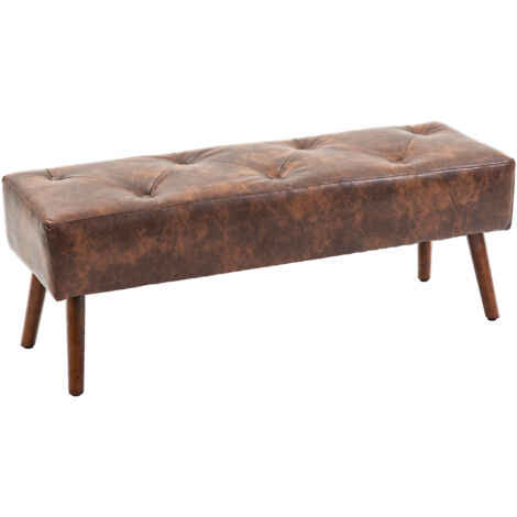 Banquette capitonnée COSTNER marron effet vielli
