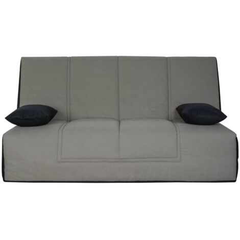Banquette CC LOS ANGELES 130 x 190, matelas Dunlopillo, coton gris