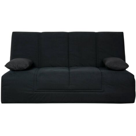 Banquette CC VIRGINIA 130x190, matelas Dunlopillo, coton noir
