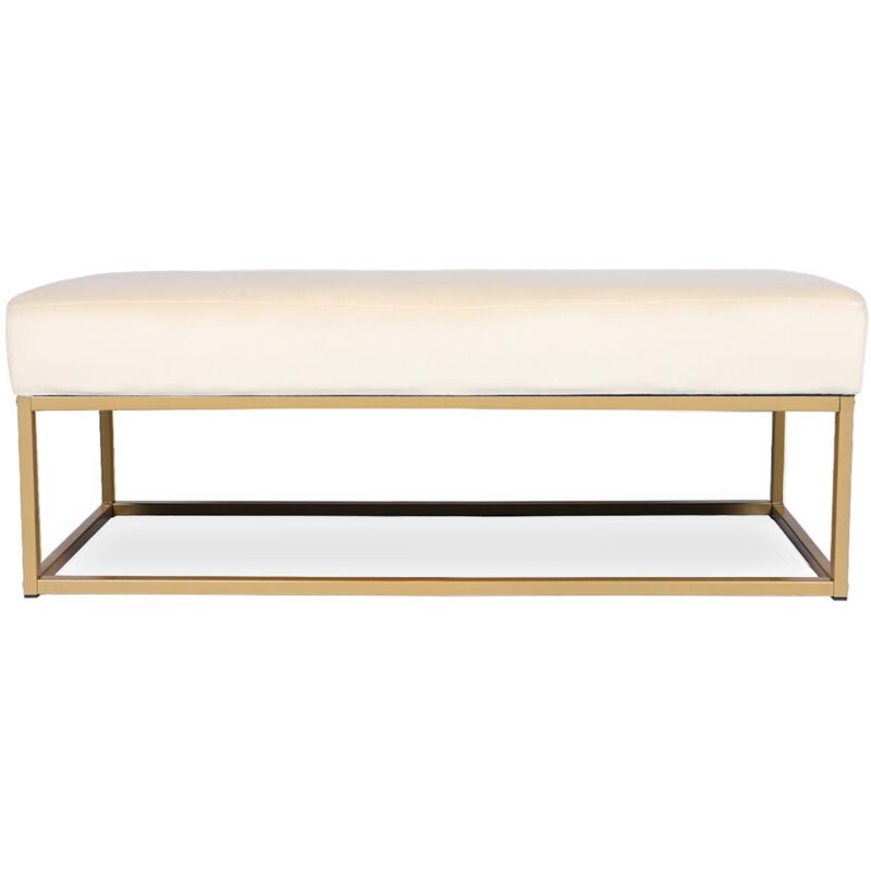 Banquette Clarisse velours beige pieds doré