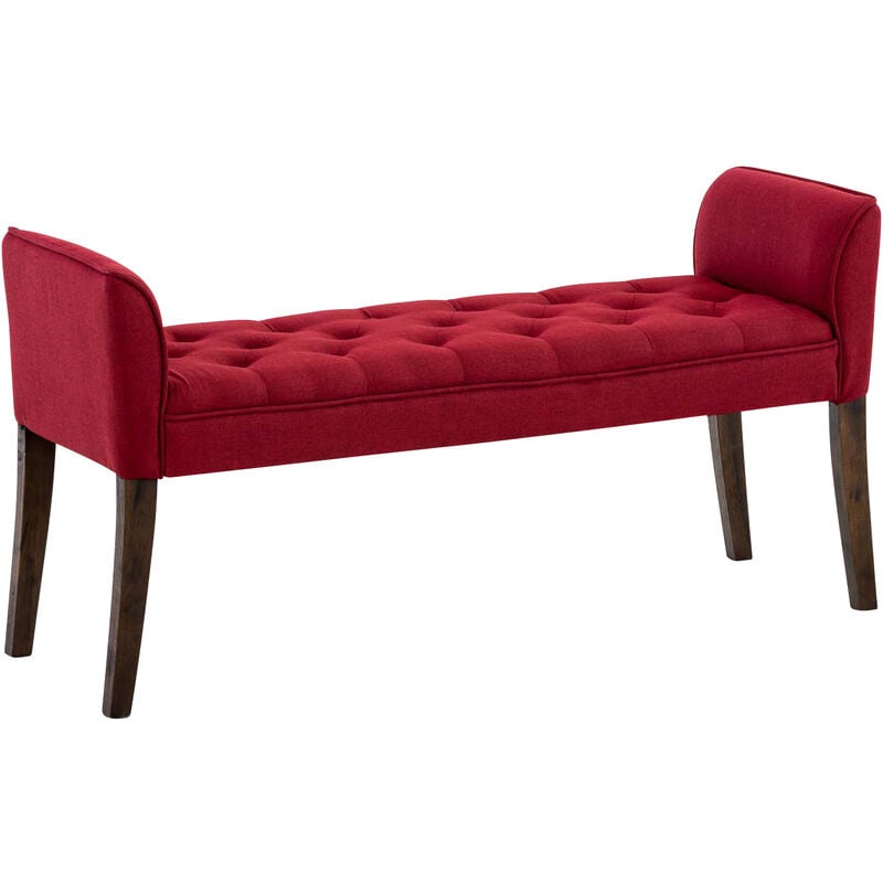 Chaise longue salon élégant en tissu et banc de bois à différentes couleurs Couleur : Rouge